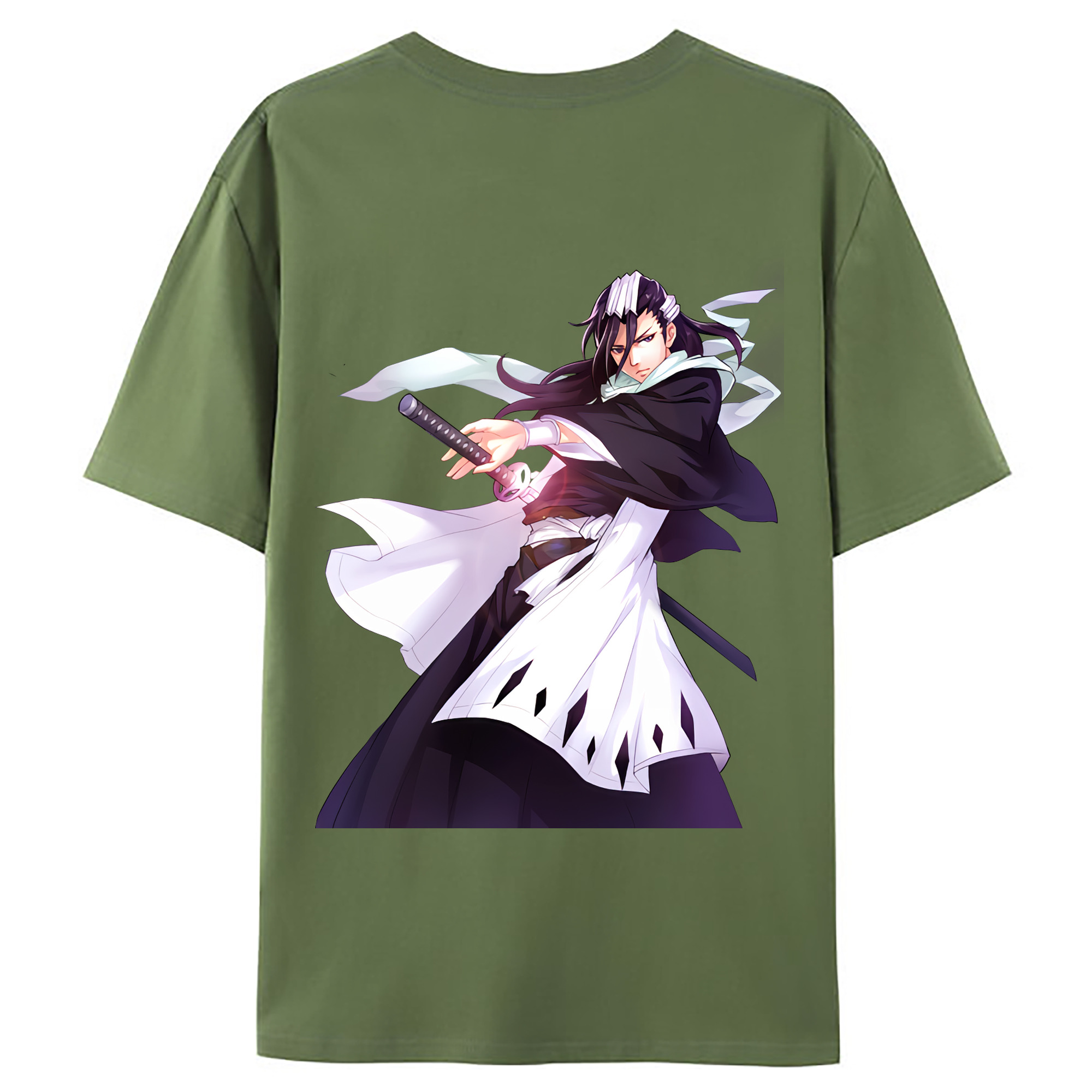 （画像用） ブリーチ くちき びゃくや BLEACH Kuchiki Byakuya 綿100％ メンズ半袖Tシャツ（バックプリント） 通気性